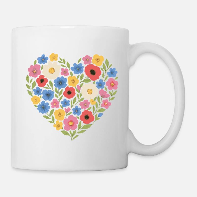 Flower Heart – Conçu avec amour et couleurs - Mug blanc - blanc