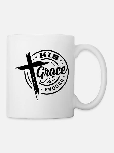 Sa Grâce suffit Croix Chrétienne - Mug blanc - blanc