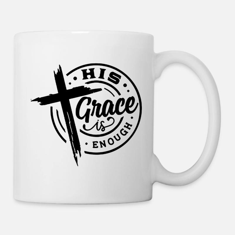 Sa Grâce suffit Croix Chrétienne - Mug blanc - blanc