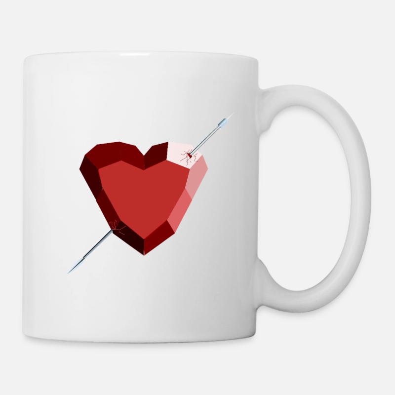 Wounded Ruby Heart – Love, Beauty, and Breakup - Mug - white