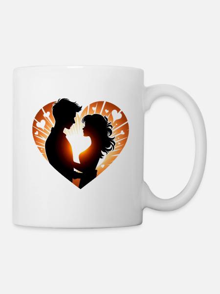 Romantische Silhouette Herz Design - Tasse - Weiß