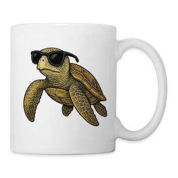 Cool Schildkröte mit Sonnenbrille - Tasse - Weiß - Rechts