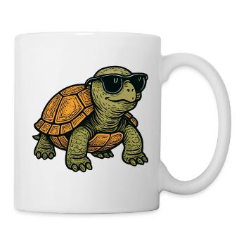 Cooler Schildkröte mit Sonnenbrille - Tasse - Weiß - Rechts