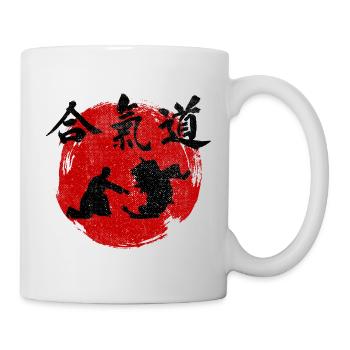 L’art de l’aïkido japonais en silhouette - Mug blanc - blanc - Droite