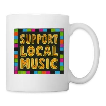Panneau dessiné à la main « Soutenez la musique locale » - Mug blanc - blanc - Droite
