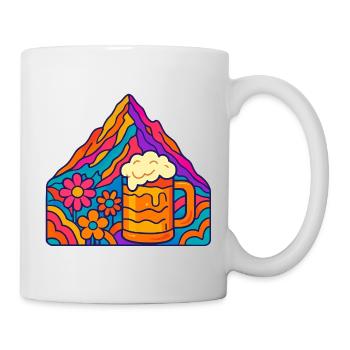 Lebendige Berglandschaft mit Bierglas - Tasse - Weiß - Rechts