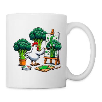 Hühnerfarben Brokkoli Meisterwerk - Tasse - Weiß - Rechts