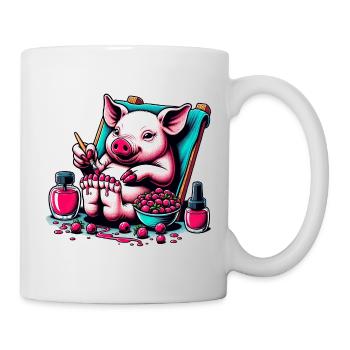 Pédicure Piggy avec vernis rouge baie - Mug blanc - blanc - Droite