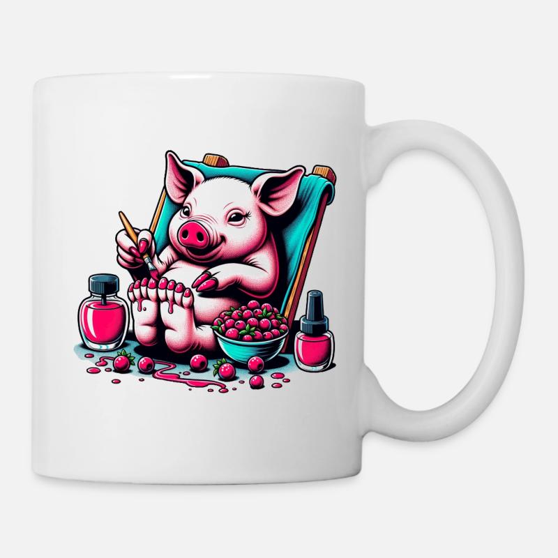 Pédicure Piggy avec vernis rouge baie - Mug blanc - blanc