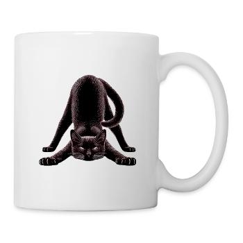 Black cat in yoga pose - Mug - white - Right
