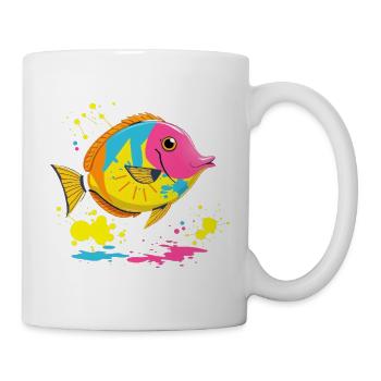 Bunte Fischcollage mit Neon-Details - Tasse - Weiß - Rechts