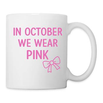 En octobre, nous portons du rose pour sensibiliser au cancer du sein - Mug blanc - blanc - Droite