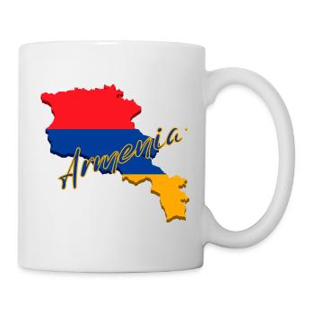 Karte von Armenien, Flagge Armeniens - Tasse - Weiß - Rechts