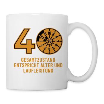 HU Oktober 2025 - 40 Jahre - Geburtstag Geschenk - Tasse - Weiß - Rechts
