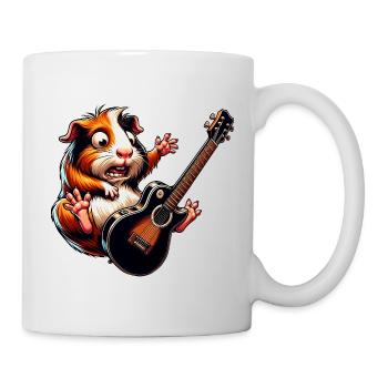 Guinea pig rocks with electric guitar - Mug - white - Right