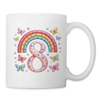 Rainbow Butterfly 8th Birthday Girl - Mug - white - Right