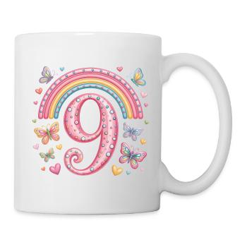 Papillon arc-en-ciel 9e anniversaire fille - Mug blanc - blanc - Droite