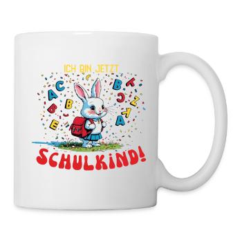 Niedliches Hasen-Motiv für Schulanfang - Tasse - Weiß - Rechts