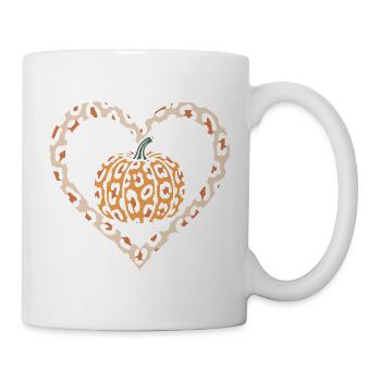 Leopard-Print Kürbis Herz Design - Tasse - Weiß - Rechts