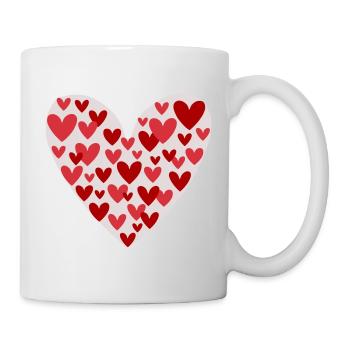 Viele Herzen Muster - Tasse - Weiß - Rechts