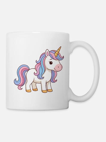 Licorne pastel avec tête arc-en-ciel - Mug blanc - blanc