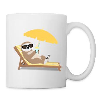 Sloth with sunglasses and cocktail - Mug - white - Right