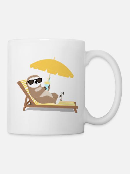 Faultier mit Sonnenbrille und Cocktail - Tasse - Weiß