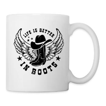 Life is better in boots - Linedance - Country Fan - Mug - white - Right