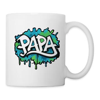 Papa-T-Shirt-Design im Graffiti-Stil - Tasse - Weiß - Rechts