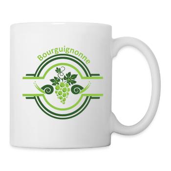 Burgunderfarbenes Rebenlogo mit Schnecken - Tasse - Weiß - Rechts