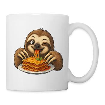 paresseux mignon avec lasagne dessin animé joie comique - Mug blanc - blanc - Droite