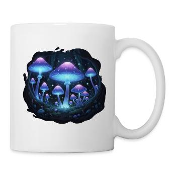 Un monde de champignons lumineux dans la sombre forêt enchantée - Mug blanc - blanc - Droite
