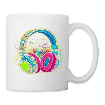 Vibrant Abstract Headphones Design - Mug - white - Right