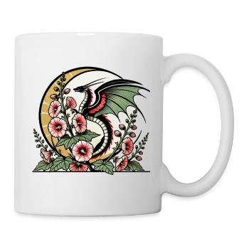 Dragon and Flower Sleeve Tattoo Design - Mug - white - Right