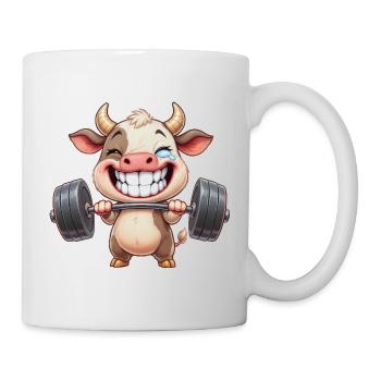 Vache forte avec haltère fitness musculation entraînement - Mug blanc - blanc - Droite