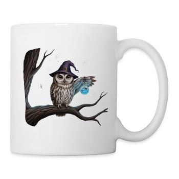 Magic owl with witch hat and magic bottle - Mug - white - Right