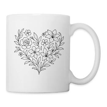 Floral heart pattern, filigree flower tendril - Mug - white - Right