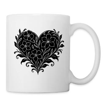 Striking floral heart, floral pattern with heart - Mug - white - Right