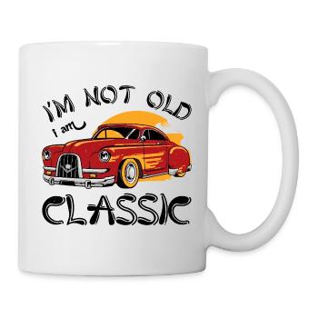 Vintage Red Car with Sunset Design - Mug - white - Right