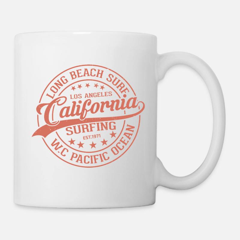 Motif de vagues de surfeur californien - Mug blanc - blanc