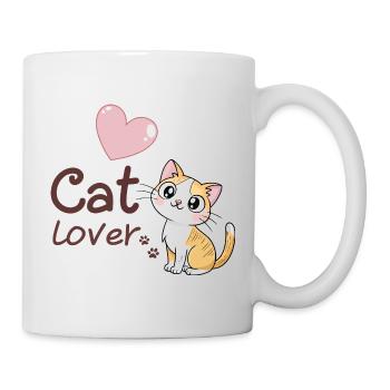 Lustiges Kätzchen-Rosa-Herz-Design - Tasse - Weiß - Rechts