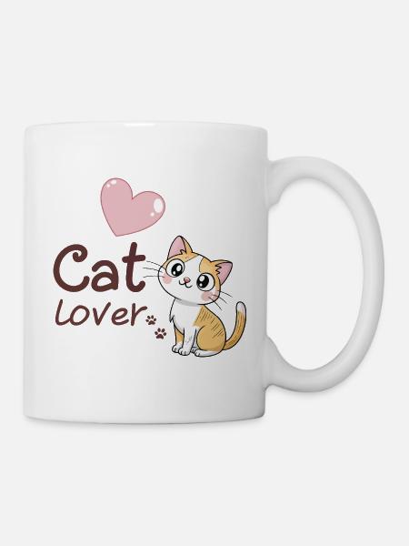 Lustiges Kätzchen-Rosa-Herz-Design - Tasse - Weiß