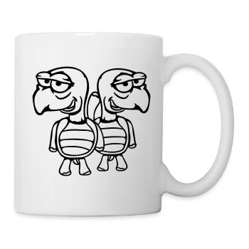 2 turtles friends funny silly embarrassing team - Mug - white - Right