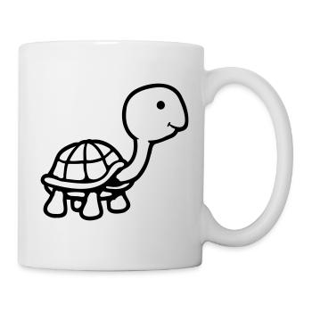 Tortue long cou souriant heureux drôle - Mug blanc - blanc - Droite