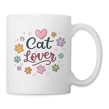 Katzenliebe und bunte Pfoten - Tasse - Weiß - Rechts