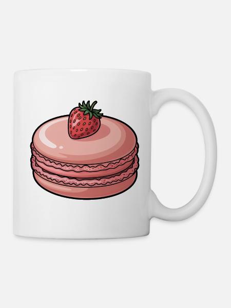 Strawberry Macaron Dessert - Mug - white