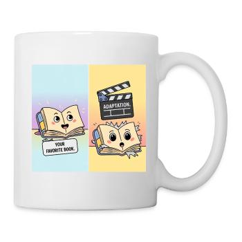 Buch vs. Film – Lustiges Literatur-Motiv - Tasse - Weiß - Rechts