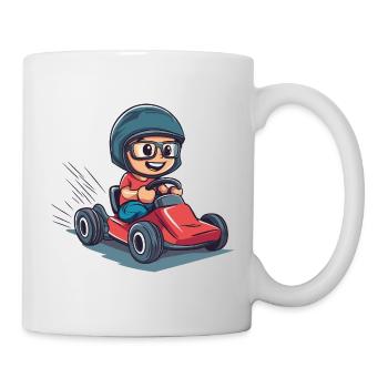 Kart driver with helmet and goggles - Mug - white - Right
