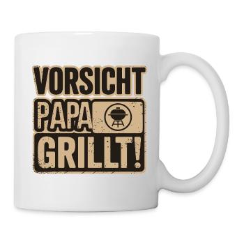 Vorsicht Papa Grillt BBQ Spaß - Tasse - Weiß - Rechts