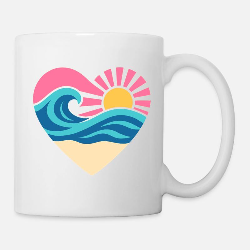 Summer Heart – Wave & Sunset - Mug - white